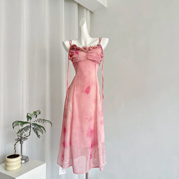 Elegant A Line 3D Flower Print Floral Chiffon Long Evening Dress Outfits HZ1023